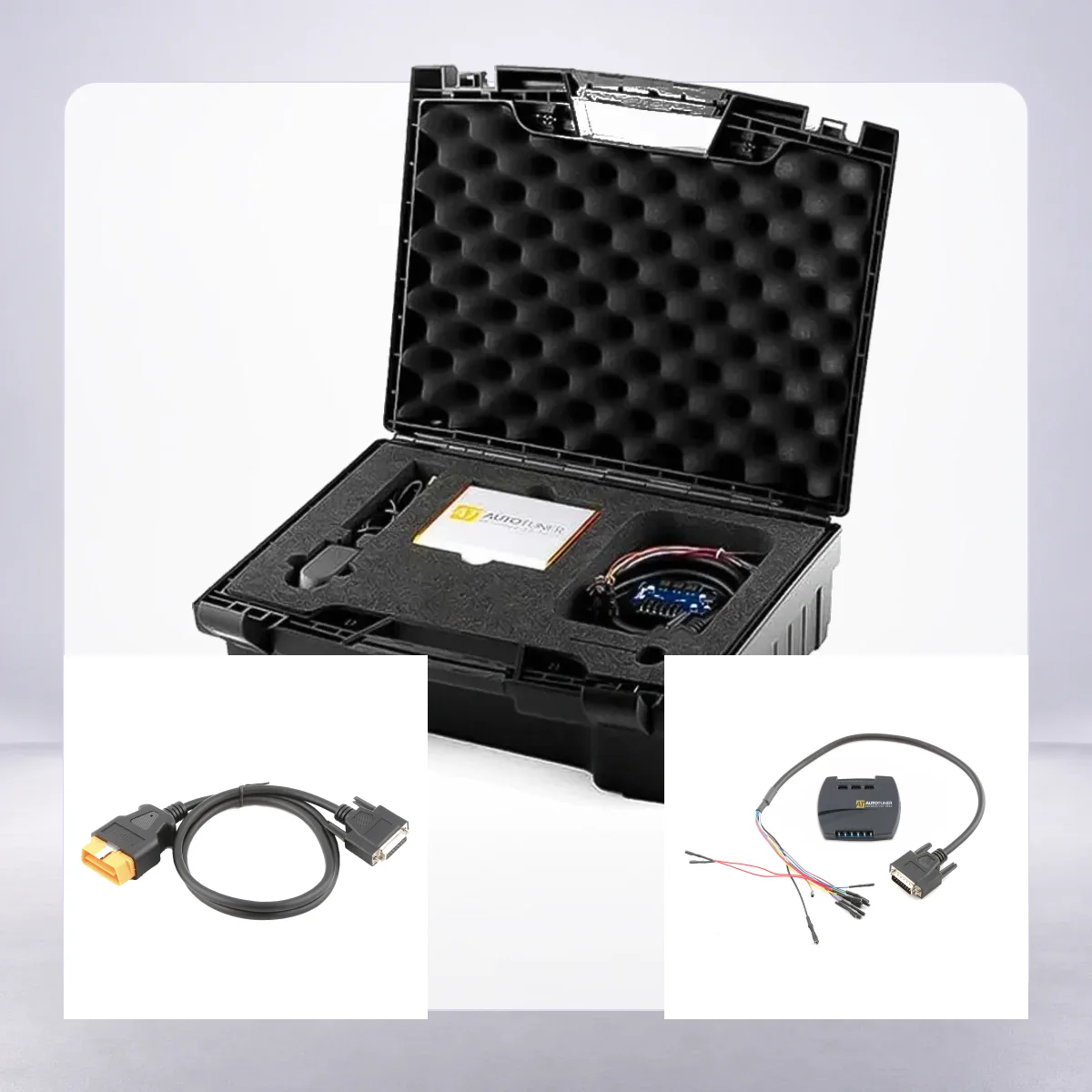 Actual AutoTuner carrying case with OBD cable and Universal Box connection equipment