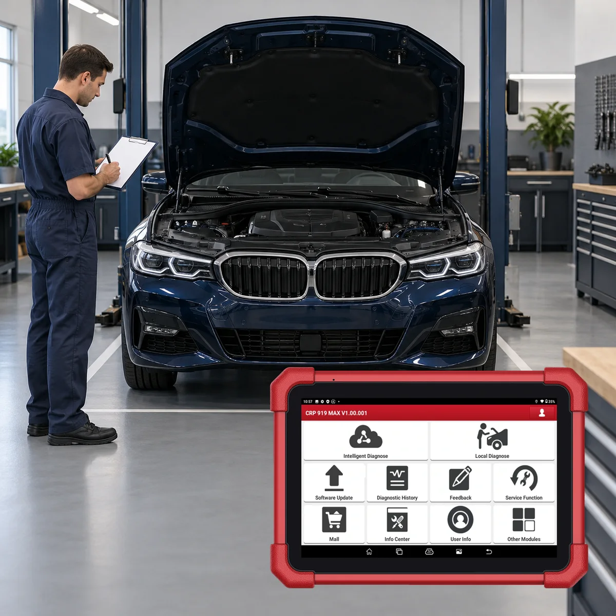 Actual Launch CRP 919 MAX tablet in preparation for controlled vehicle configuration