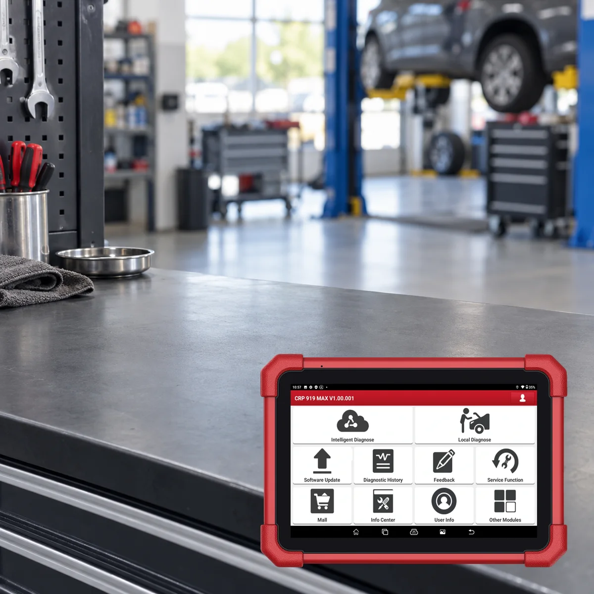 Verified actual Launch CRP 919 MAX tablet on a regular service bench