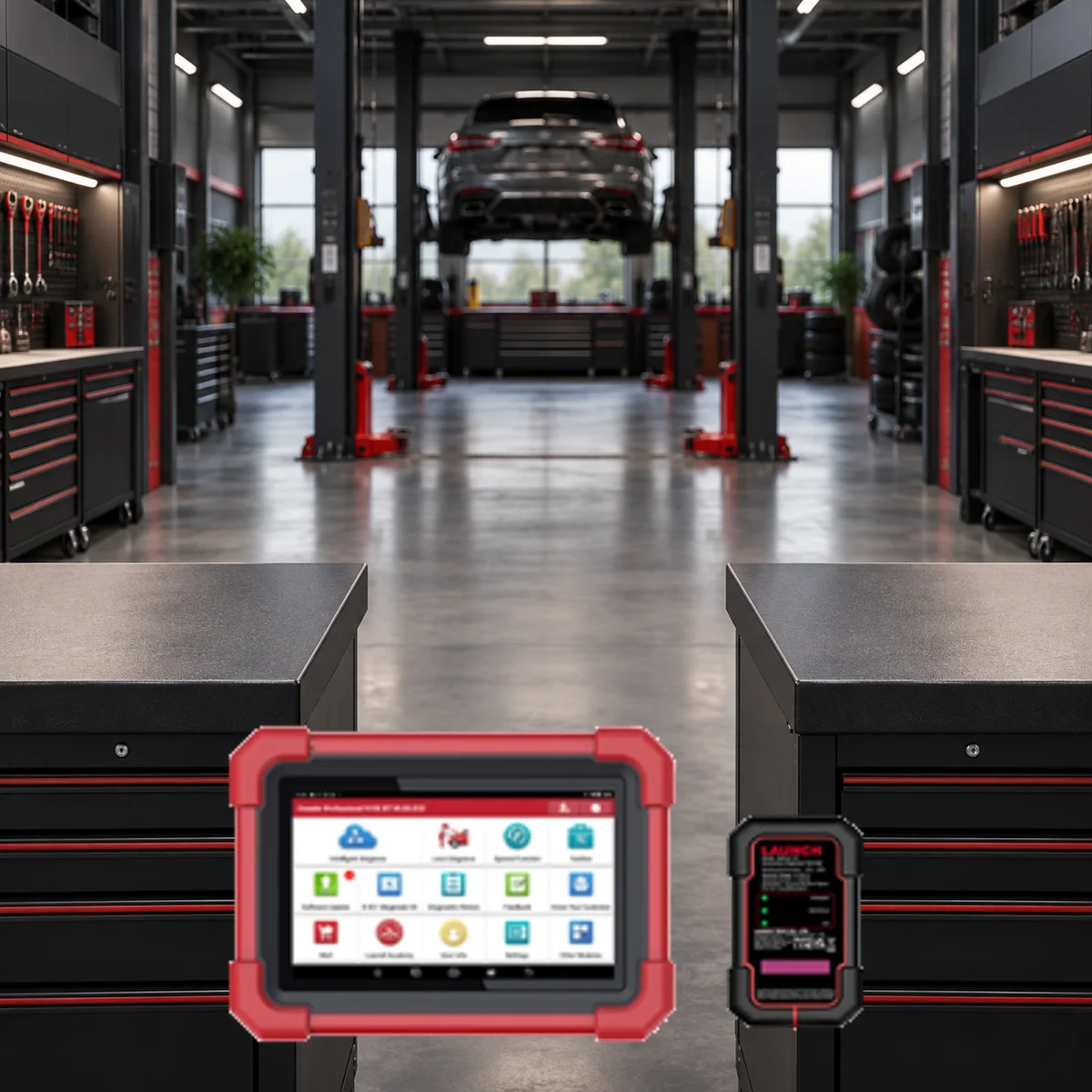Eşit servis koşullarında gerçek Launch CRP919X BT ürün ailesini tarafsız karşılaştırma düzeninde gösteren sahne