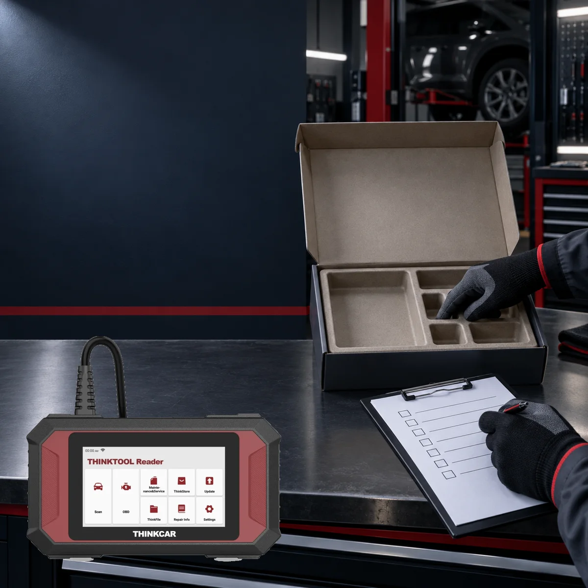 Genuine Thinktool Reader 7 device verified on an empty package inspection bench