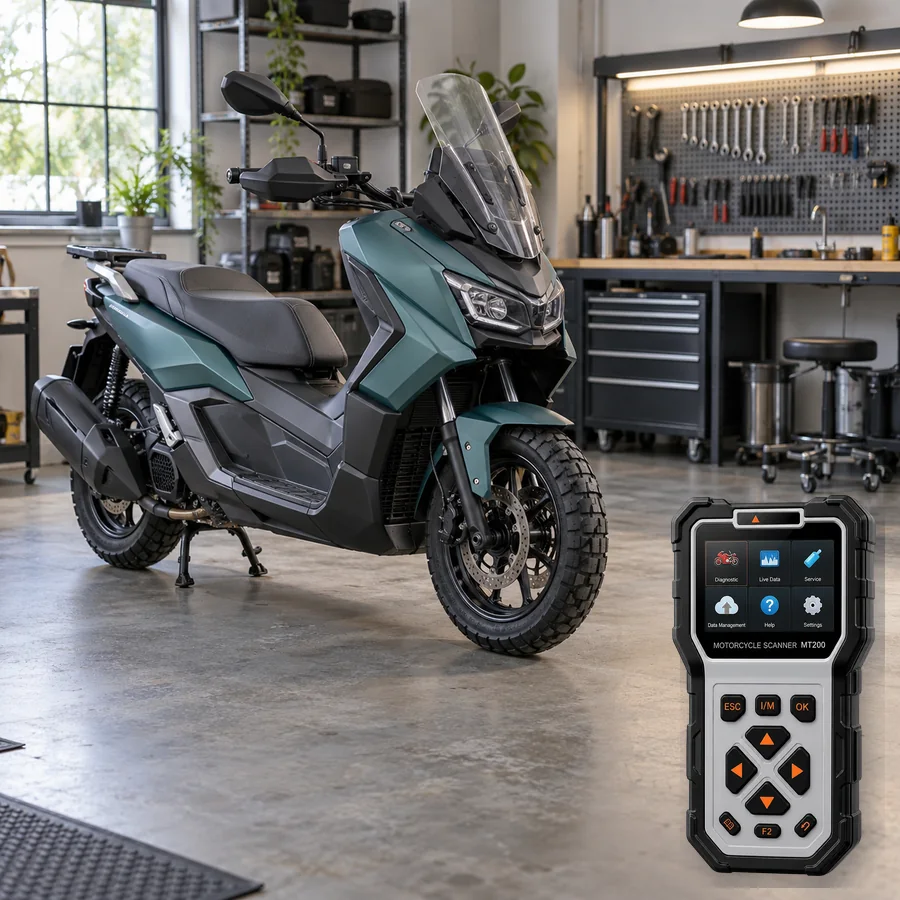 Aeon Brera X sınıfını anlatan logosuz temsili servis sahnesi ve gerçek ANCEL MT200; görsel uyumluluk kanıtı değildir