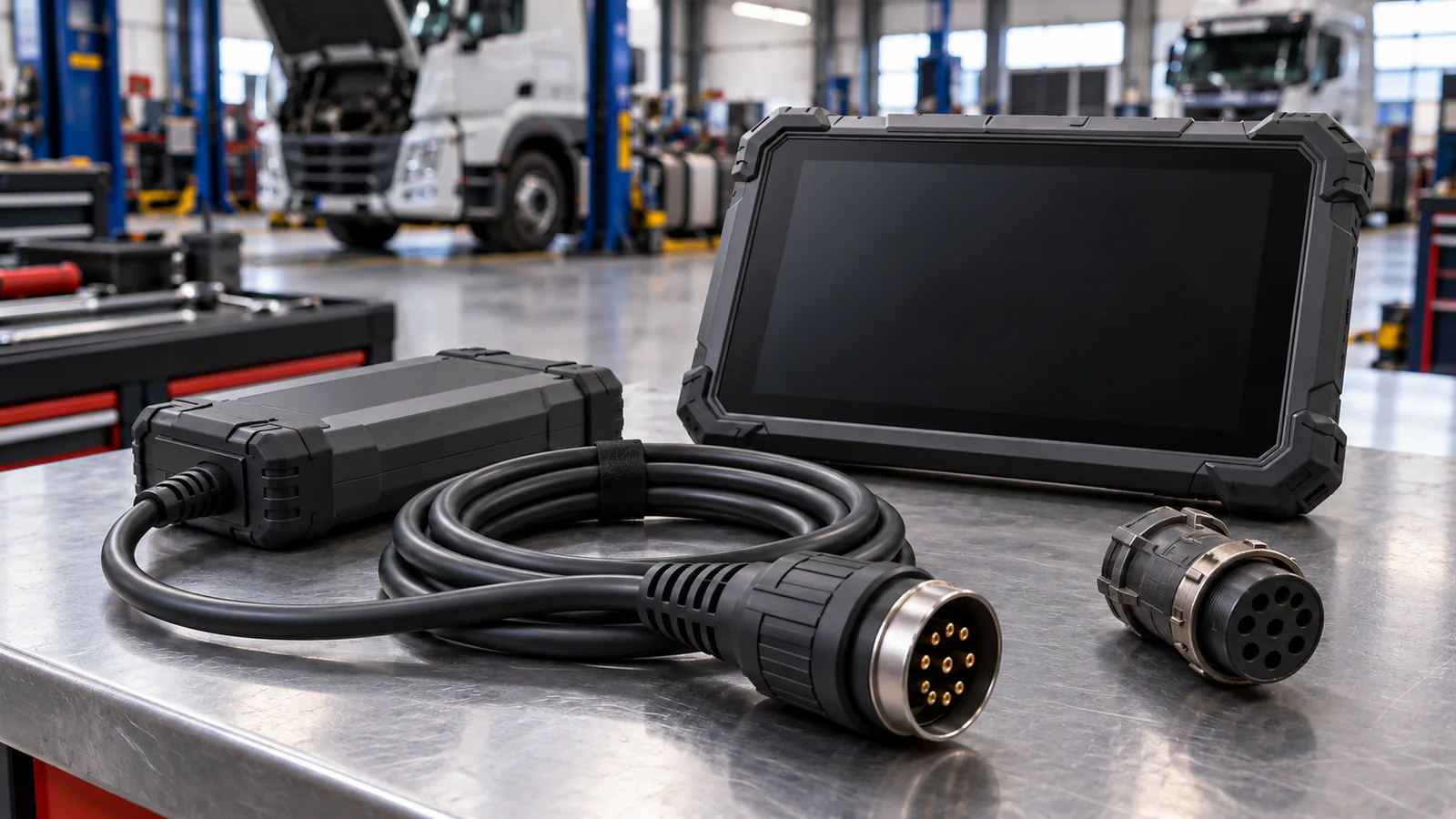 Ağır vasıta VCI, rugged tablet ve J1939 tipi yuvarlak diagnostik bağlantı kabloları