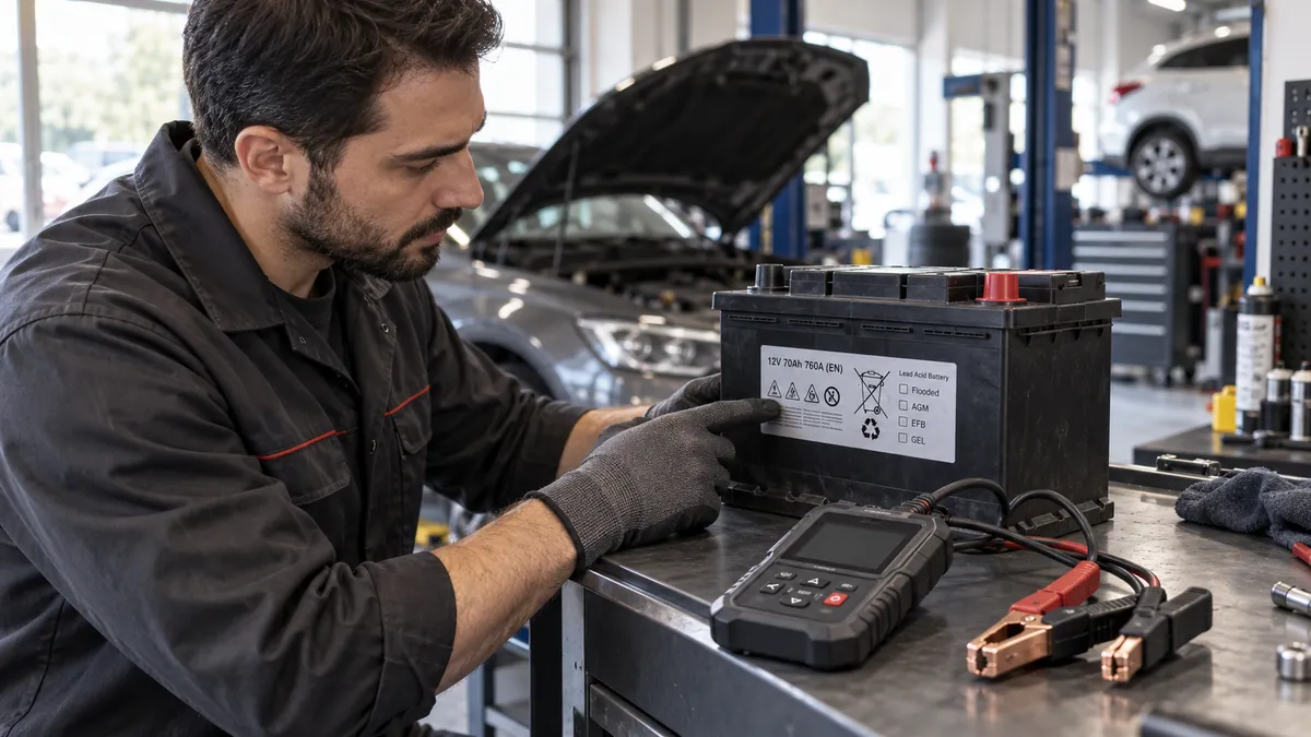 Akü test cihazı kapsamını belirlemek için 12V ve 24V akü etiketi ile servis notlarının incelenmesi