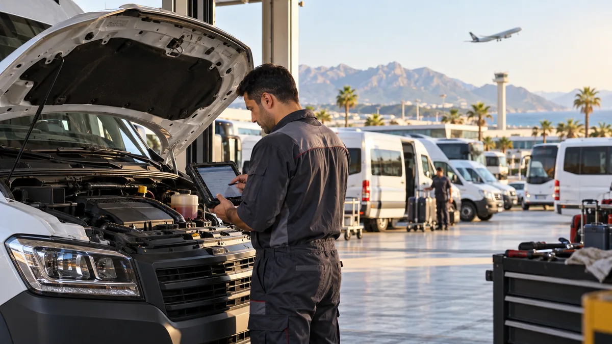 Antalya filo ve hafif ticari arıza tespit cihazı için otomotiv servisinde arıza tespit cihazı kullanılan gerçekçi kapak görseli