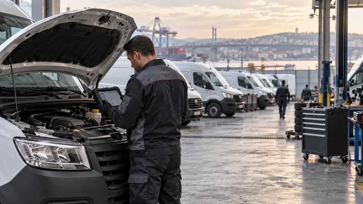 Kocaeli ağır vasıta arıza tespit cihazı için otomotiv servisinde arıza tespit cihazı kullanılan gerçekçi kapak görseli