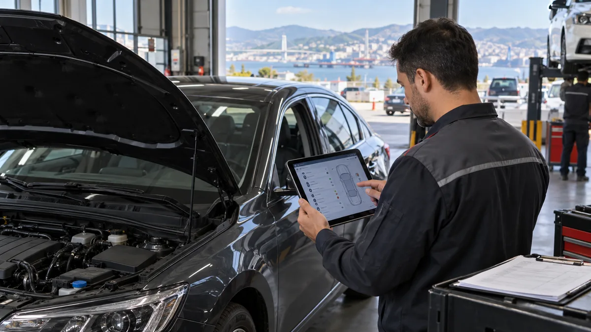 Kocaeli elektrikli ve hibrit araç diagnostik cihazı için otomotiv servisinde arıza tespit cihazı kullanılan gerçekçi kapak görseli