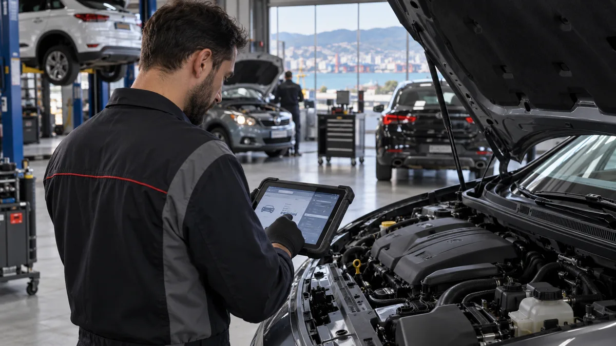 Kocaeli mobil servis arıza tespit cihazı için otomotiv servisinde arıza tespit cihazı kullanılan gerçekçi kapak görseli