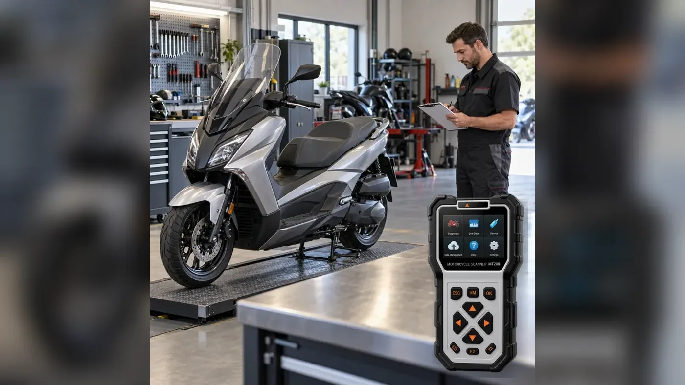 Kymco sınıfını anlatan logosuz temsili servis sahnesi; görsel model veya cihaz uyumluluğu kanıtı değildir