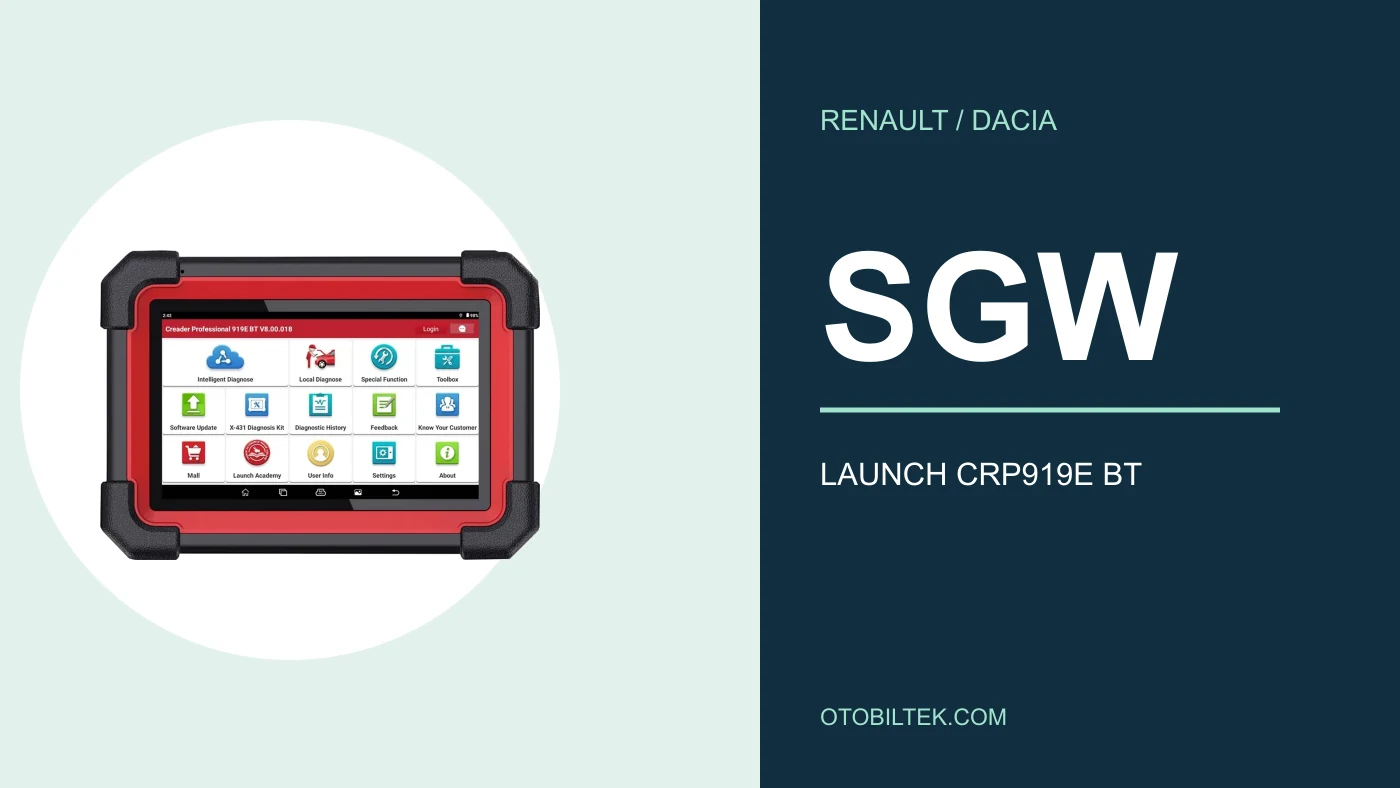 Real Launch CRP919E BT photo alongside the Renault/Dacia SGW topic; this model's SGW coverage must be verified separately based on serial number and sales channel.