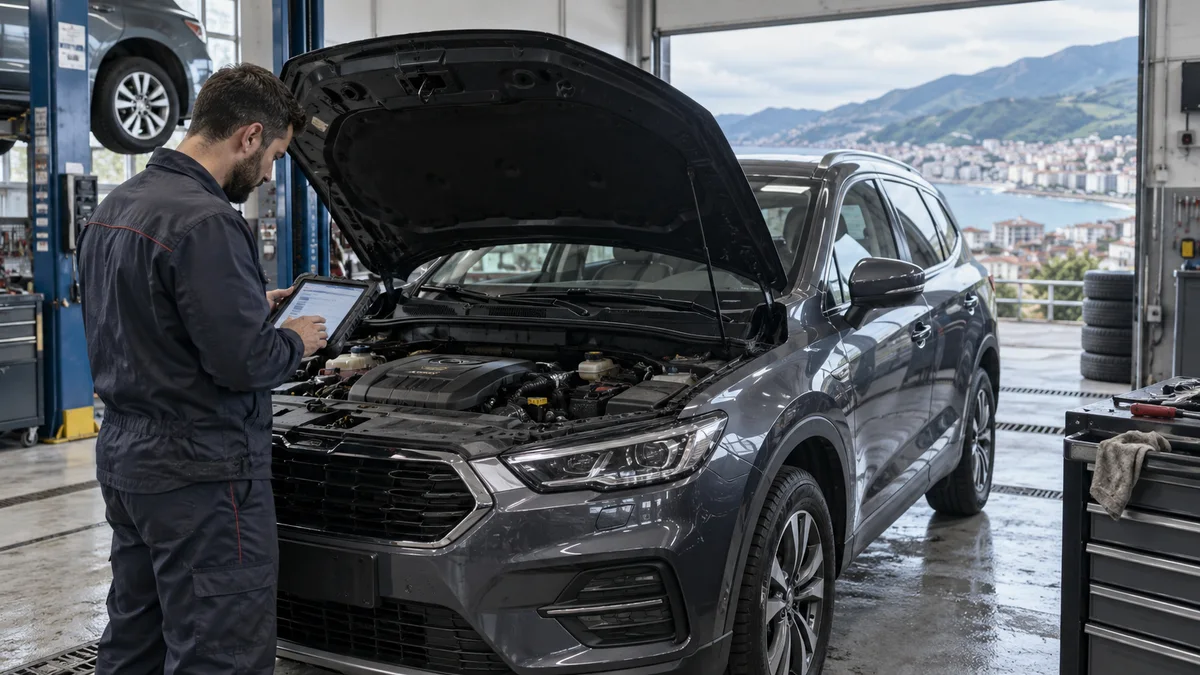 Rize oto ekspertiz tam sistem tarama cihazı için otomotiv servisinde arıza tespit cihazı kullanılan gerçekçi kapak görseli