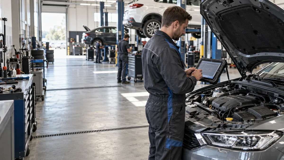Samsun çok markalı oto servis cihazı için otomotiv servisinde arıza tespit cihazı kullanılan gerçekçi kapak görseli