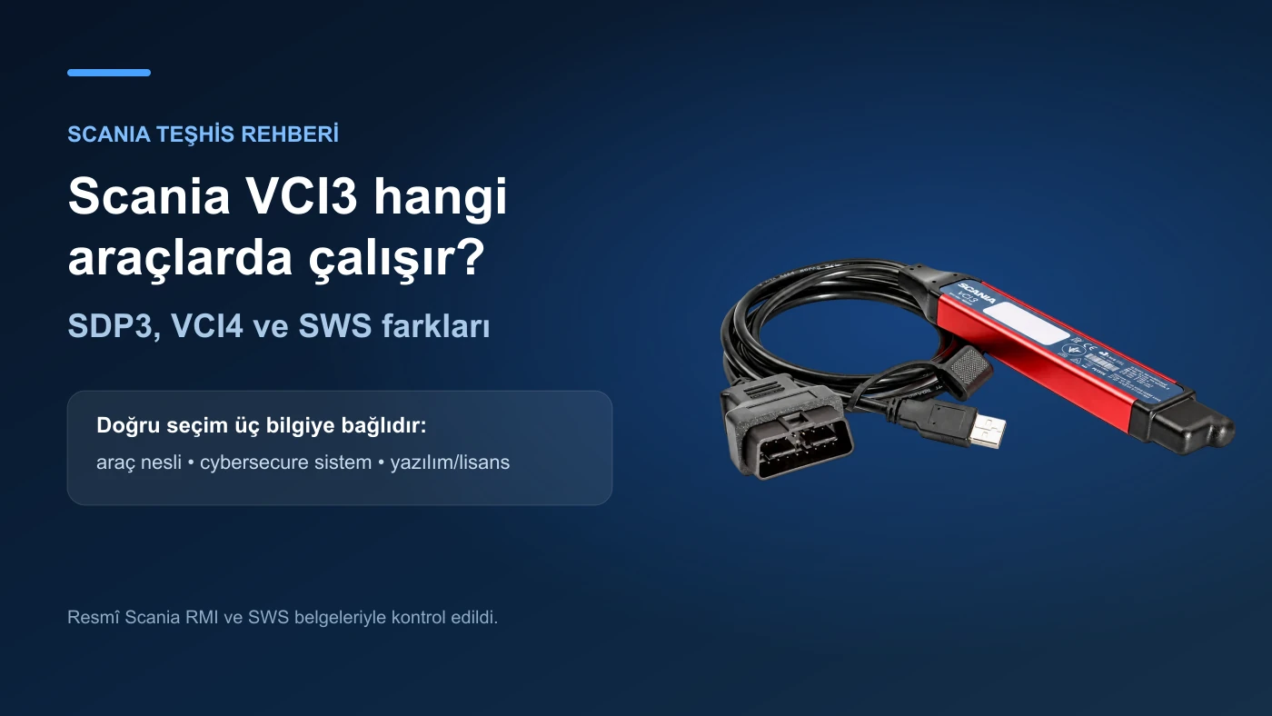 Scania VCI3 cihazı yanında SDP3 VCI4 ve SWS farklarını anlatan ağır vasıta teşhis rehberi