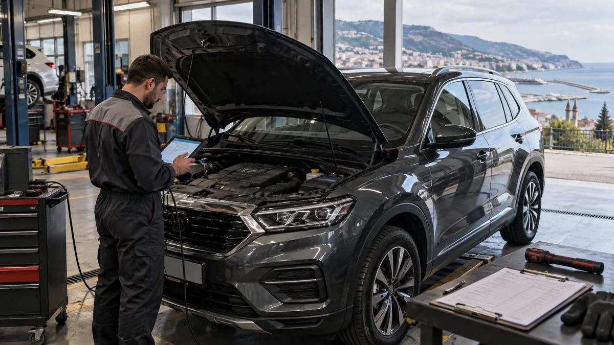 Trabzon oto ekspertiz tam sistem tarama cihazı için otomotiv servisinde arıza tespit cihazı kullanılan gerçekçi kapak görseli