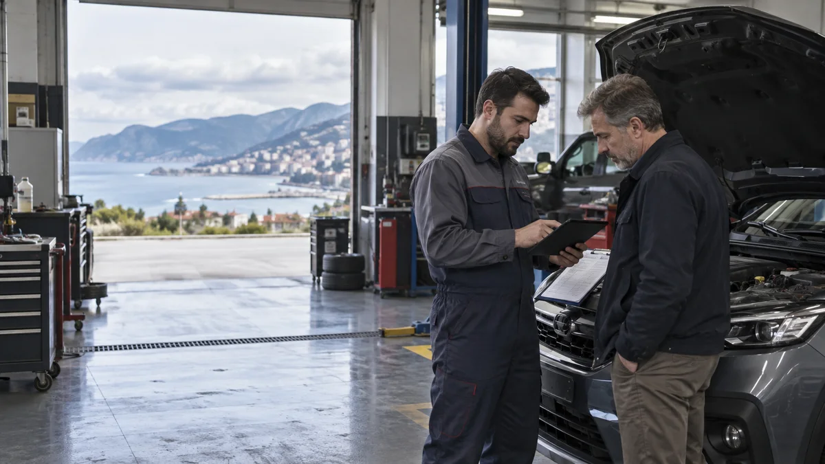 Trabzon çok markalı oto servis cihazı için otomotiv servisinde arıza tespit cihazı kullanılan gerçekçi kapak görseli