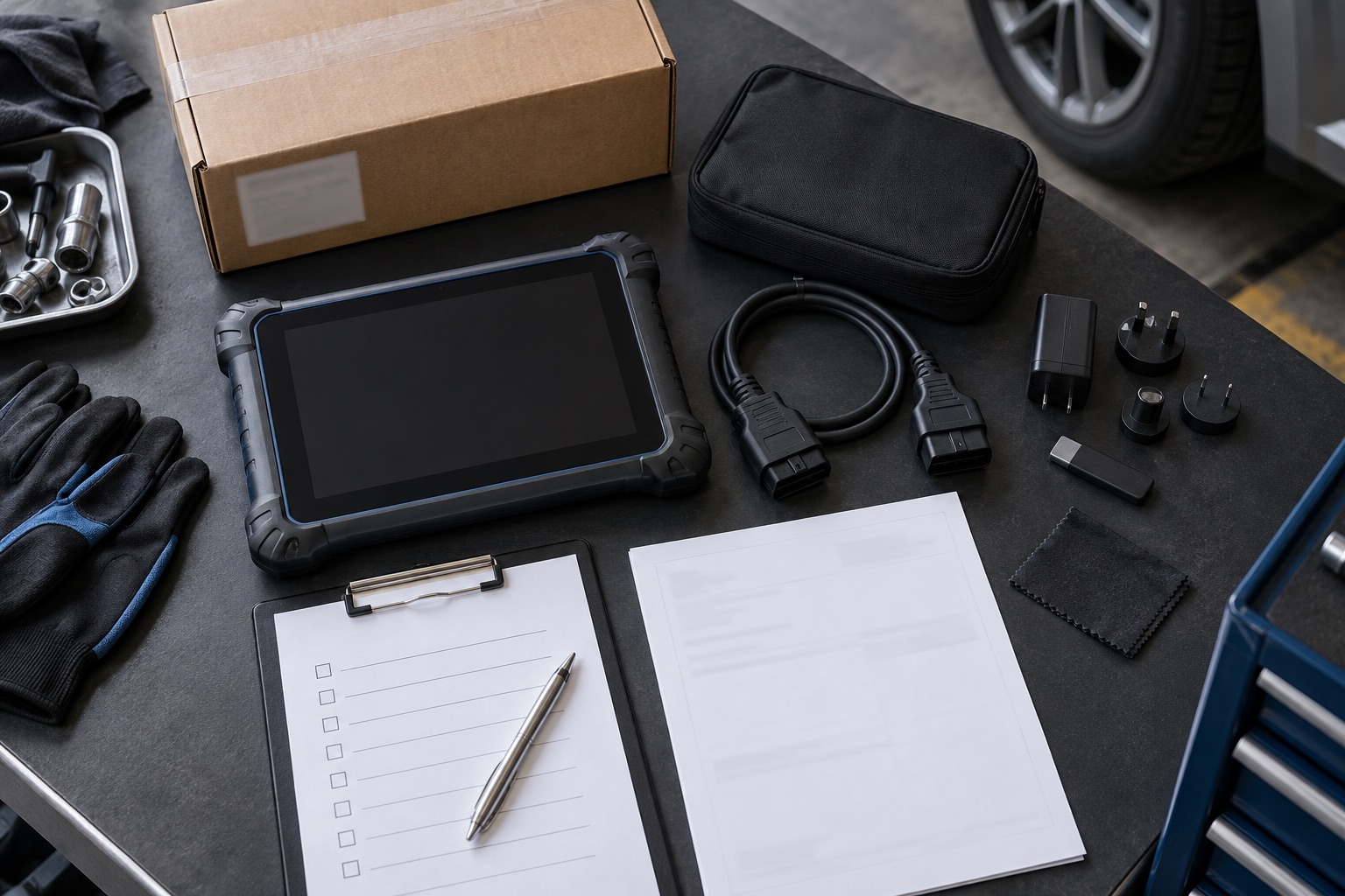 Automotive diagnostic tool purchase pre-checklist and accessories