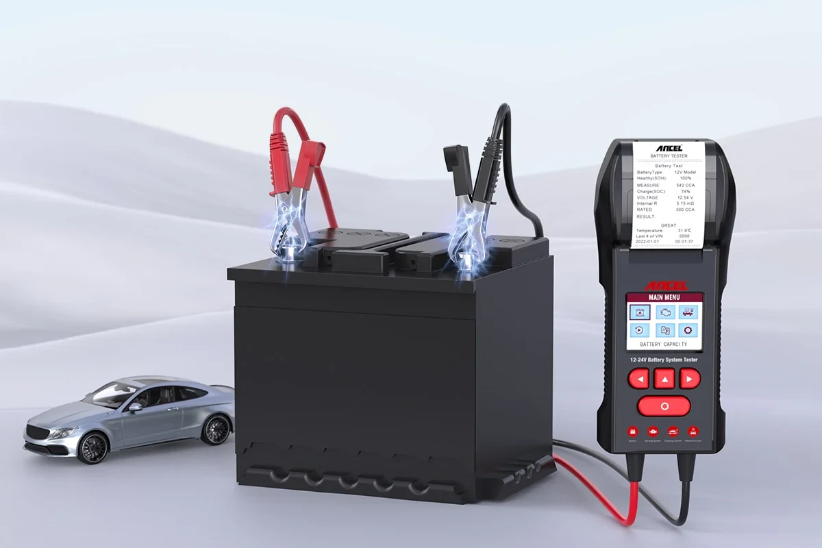 Aküye bağlı ANCEL BST600 ile şarj sistemi testi