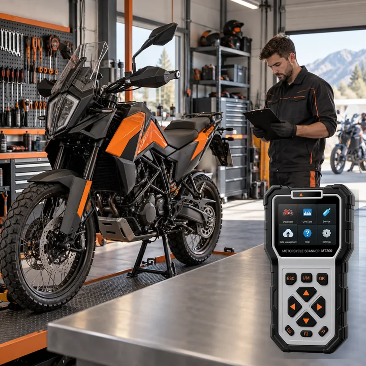 Representative service scene for KTM and actual Ancel MT200 product visual