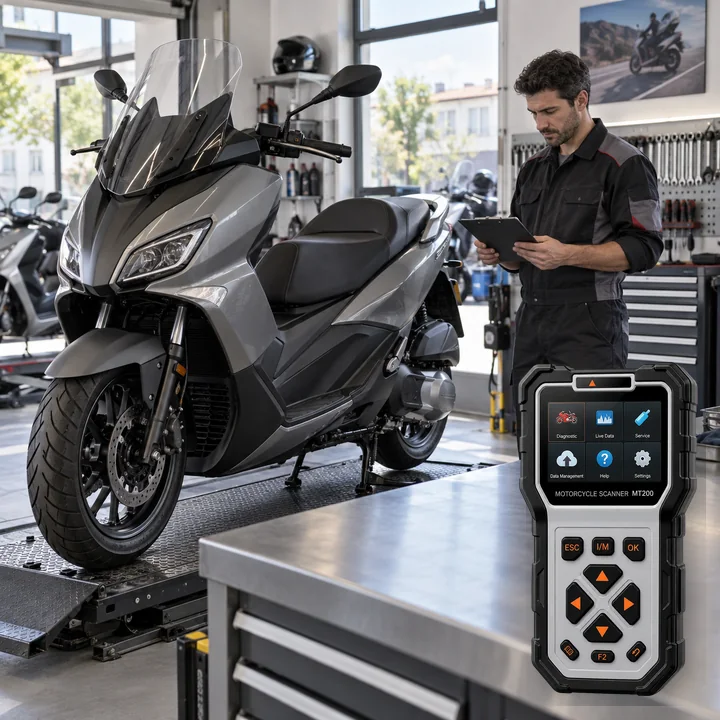Representative service scene for Piaggio and actual Ancel MT200 product visual