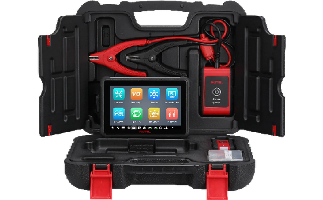 Autel MaxiBAS BT609 tablet, B200 akü test modülü ve taşıma çantası