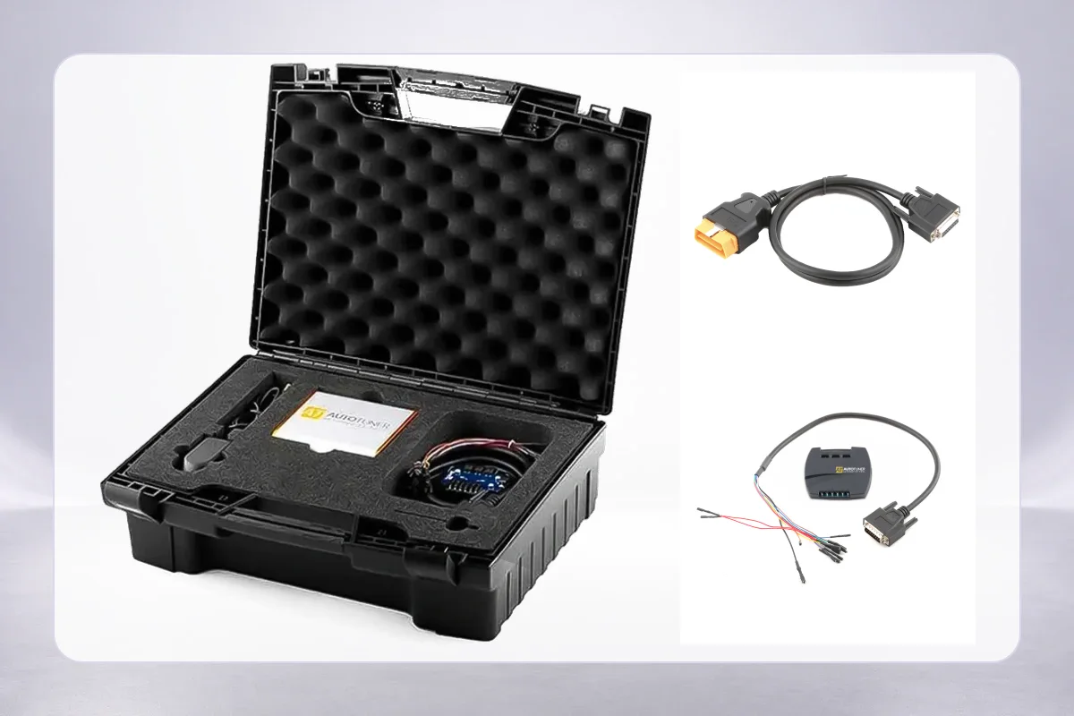 AutoTuner carrying case, OBD cable, and OBD Bench Boot connection equipment with Universal Box