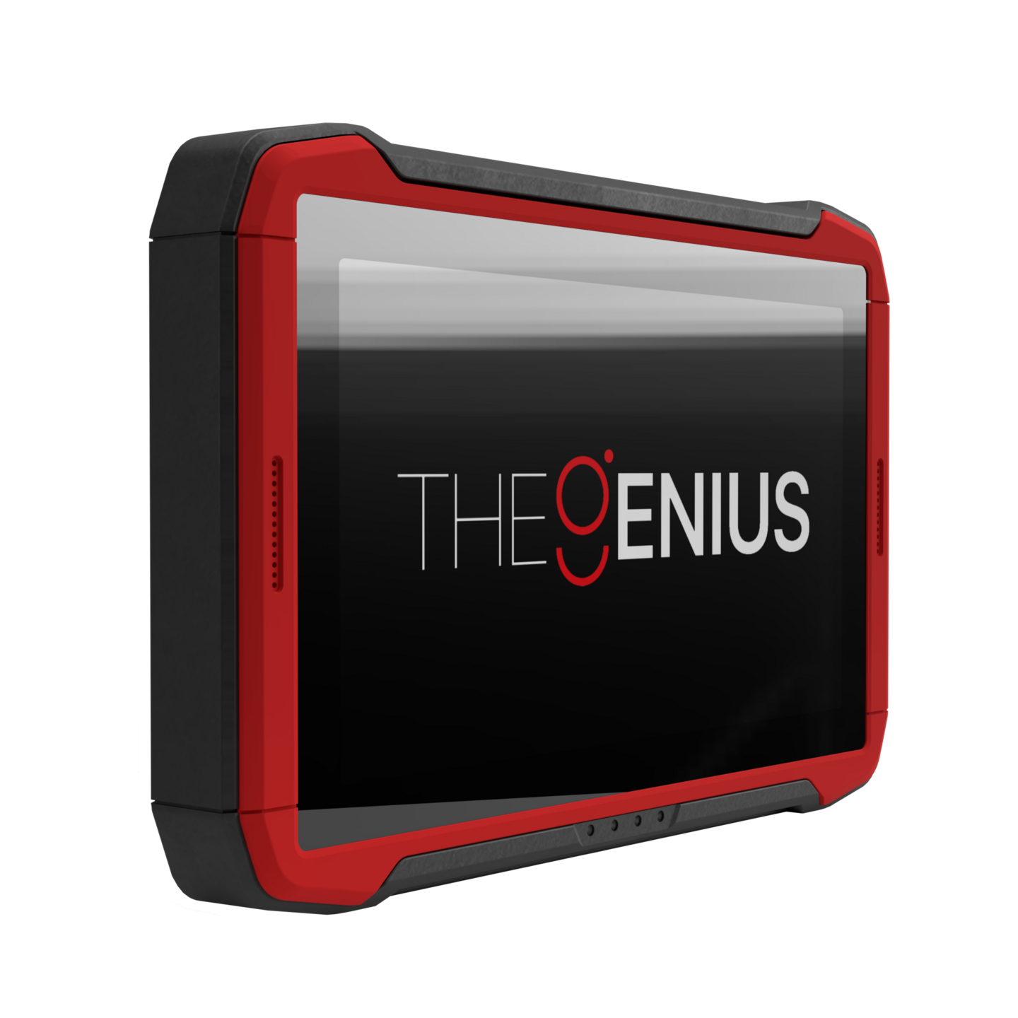 Dimsport TheGenius cihazının ekran ve bağlantı gövdesini gösteren resmî üretici renderı