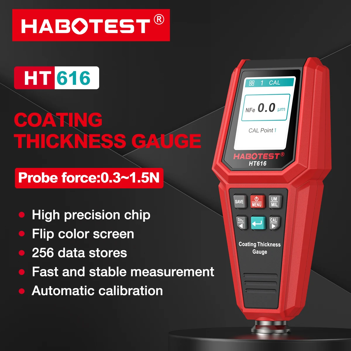 Habotest HT616 kalibrasyon ekranı ve Fe/NFe kalibrasyon yüzeyleri