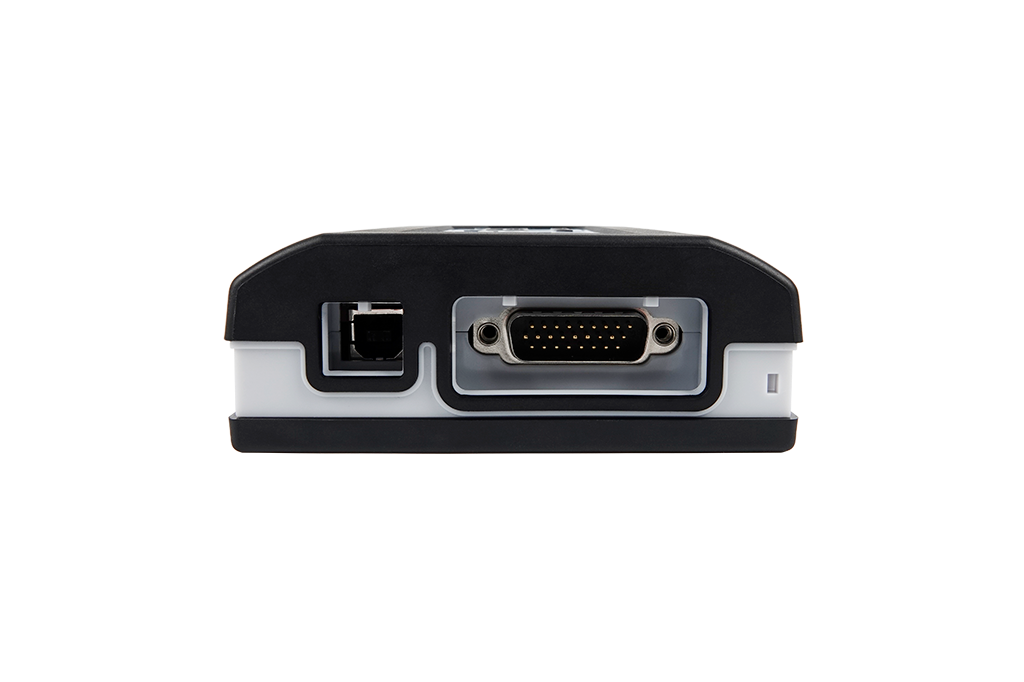 Jaltest Link V9 USB ve SUBD-26 bağlantılarıyla açılı görünüm