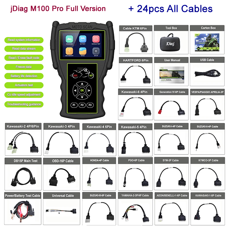 JDiag M100 Pro geniş kablo seti