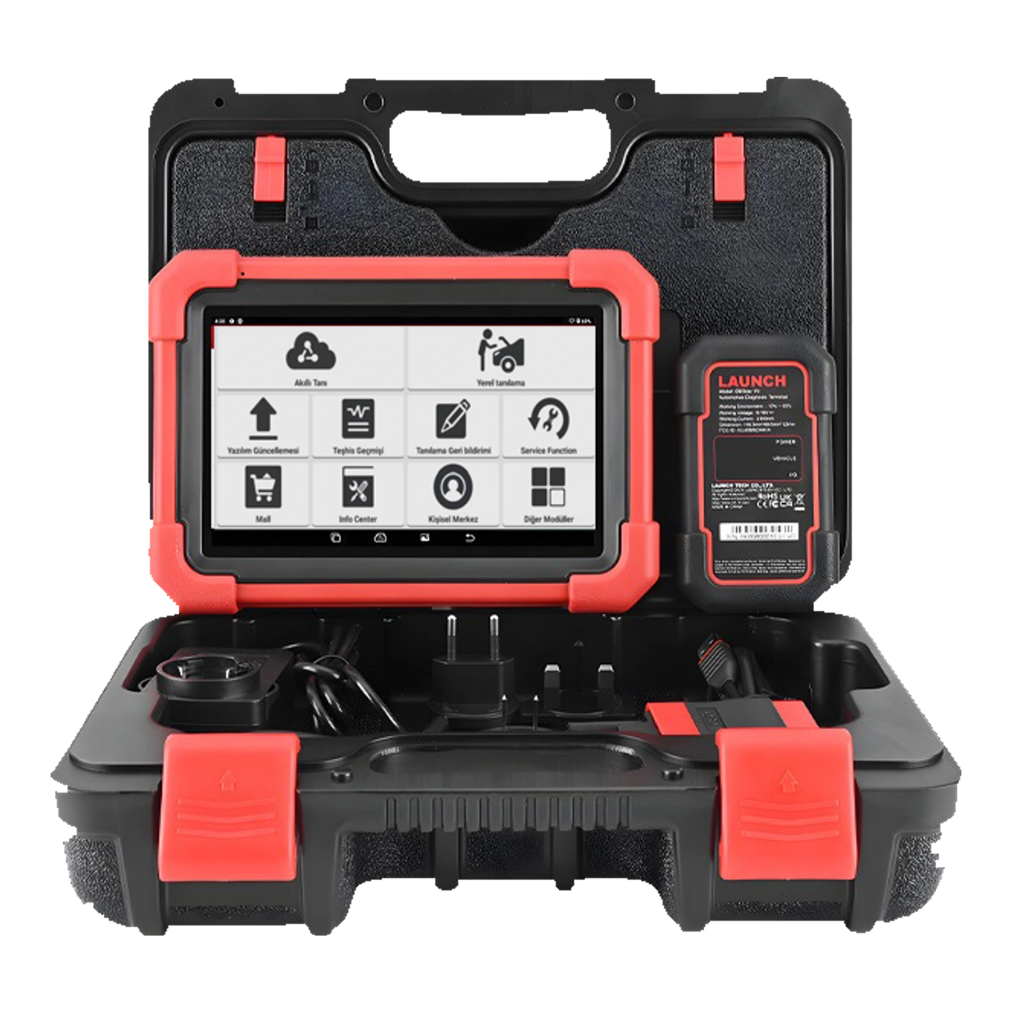 Open carrying case, CRP 919 MAX tablet, and DBScar VII in Launch Turkey official store presentation