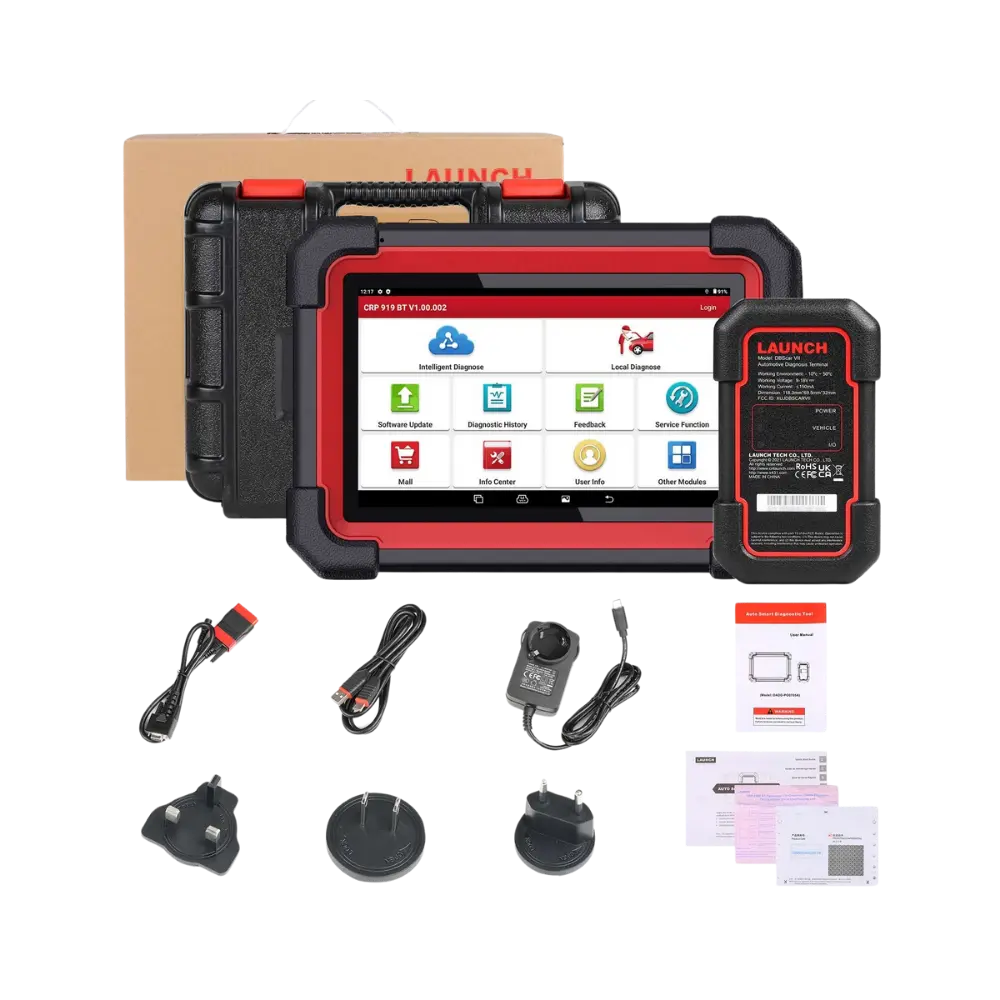 Launch CRP919E BT tablet, VCI, kutu ve aksesuarlar