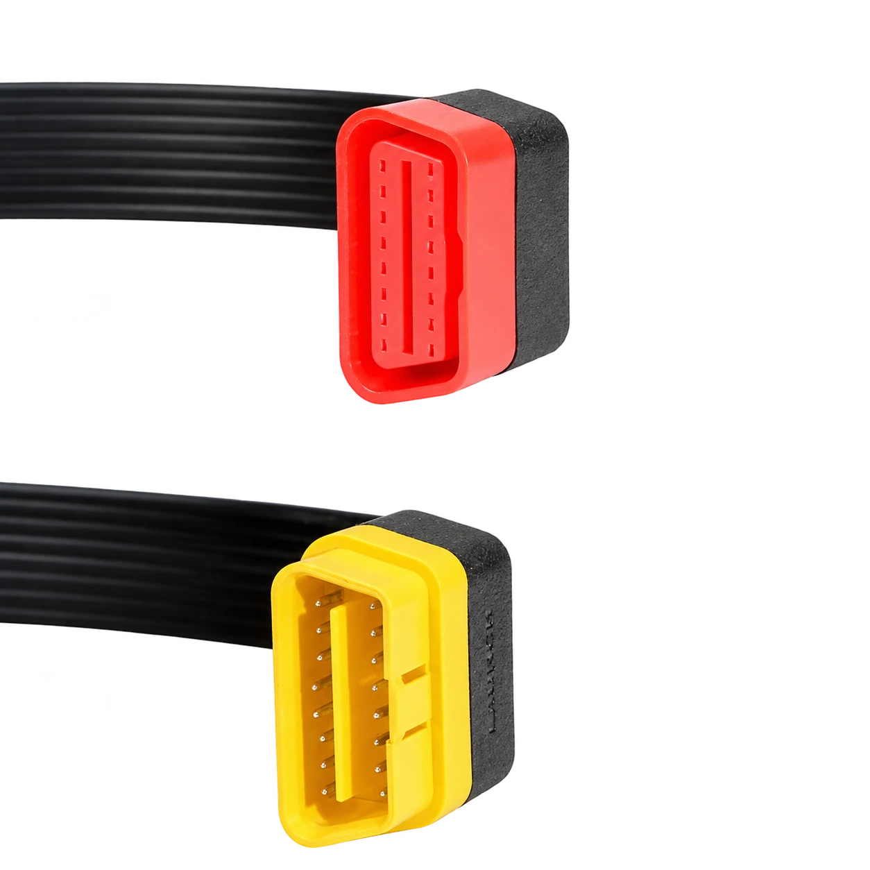 Launch OBD2 extension cable's red female and yellow male 16-pin socket ends