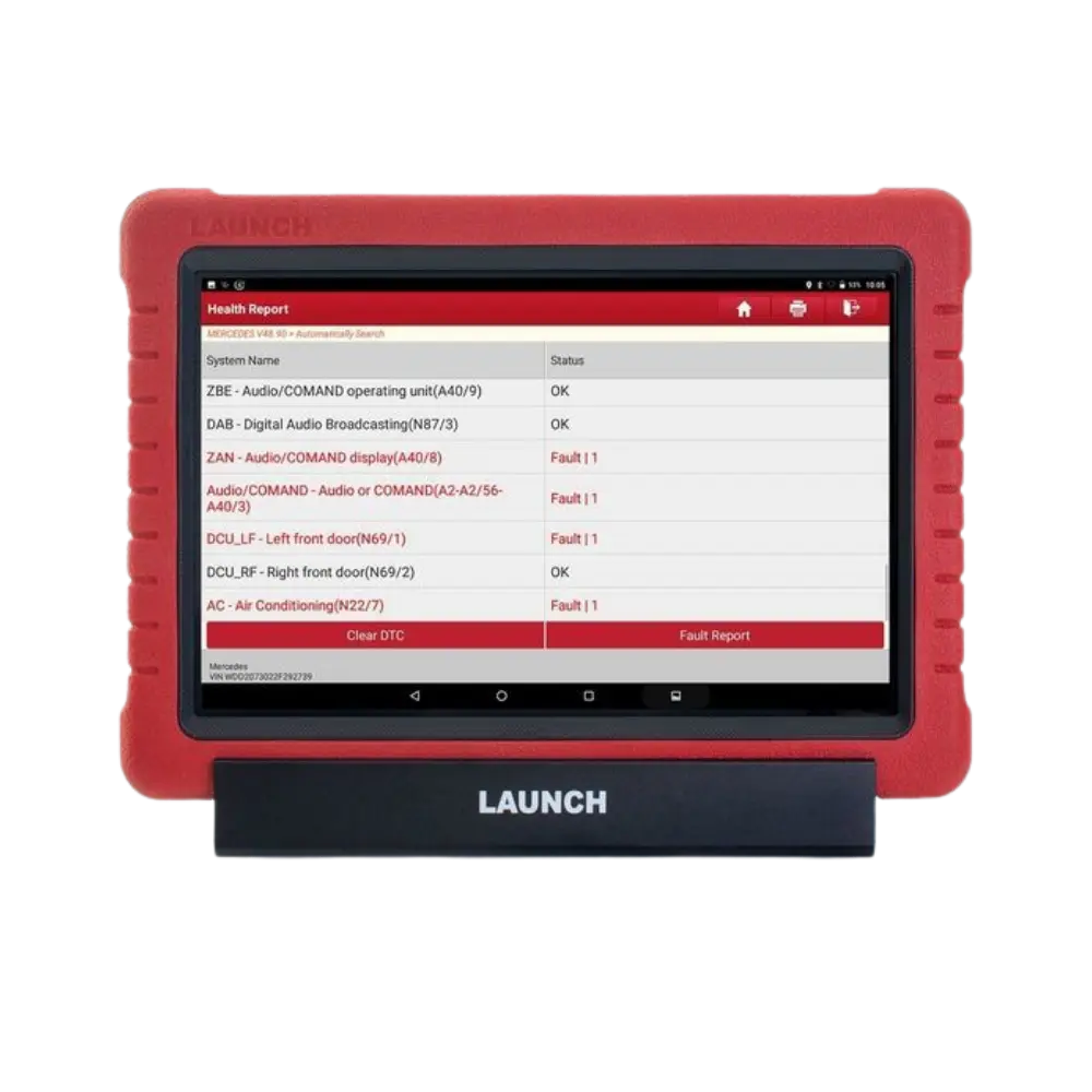 Launch EURO PRO 4 tablette çoklu kontrol ünitesi sağlık raporu ekranı