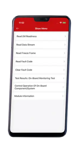 ThinkDiag+ mobil uygulamasında arıza kodu ve canlı veri menüsü