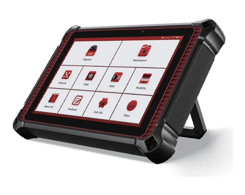 Tablet at an angle with kickstand open