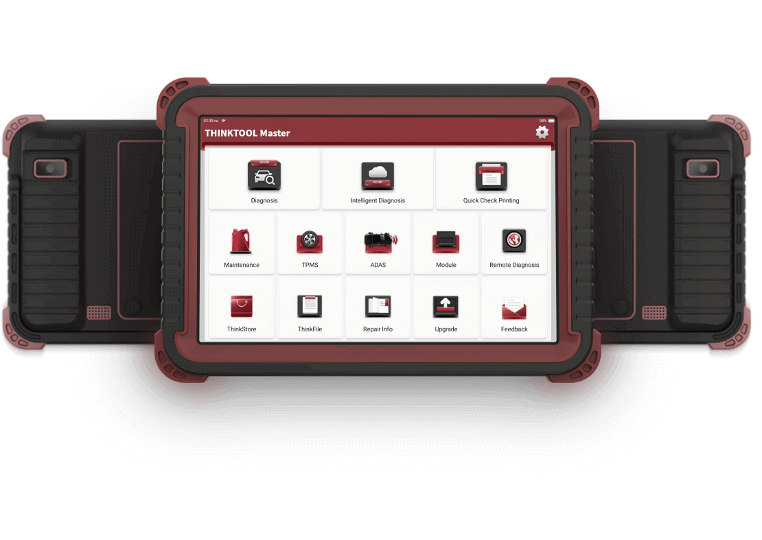 Side views of the Master tablet's front screen and rear body