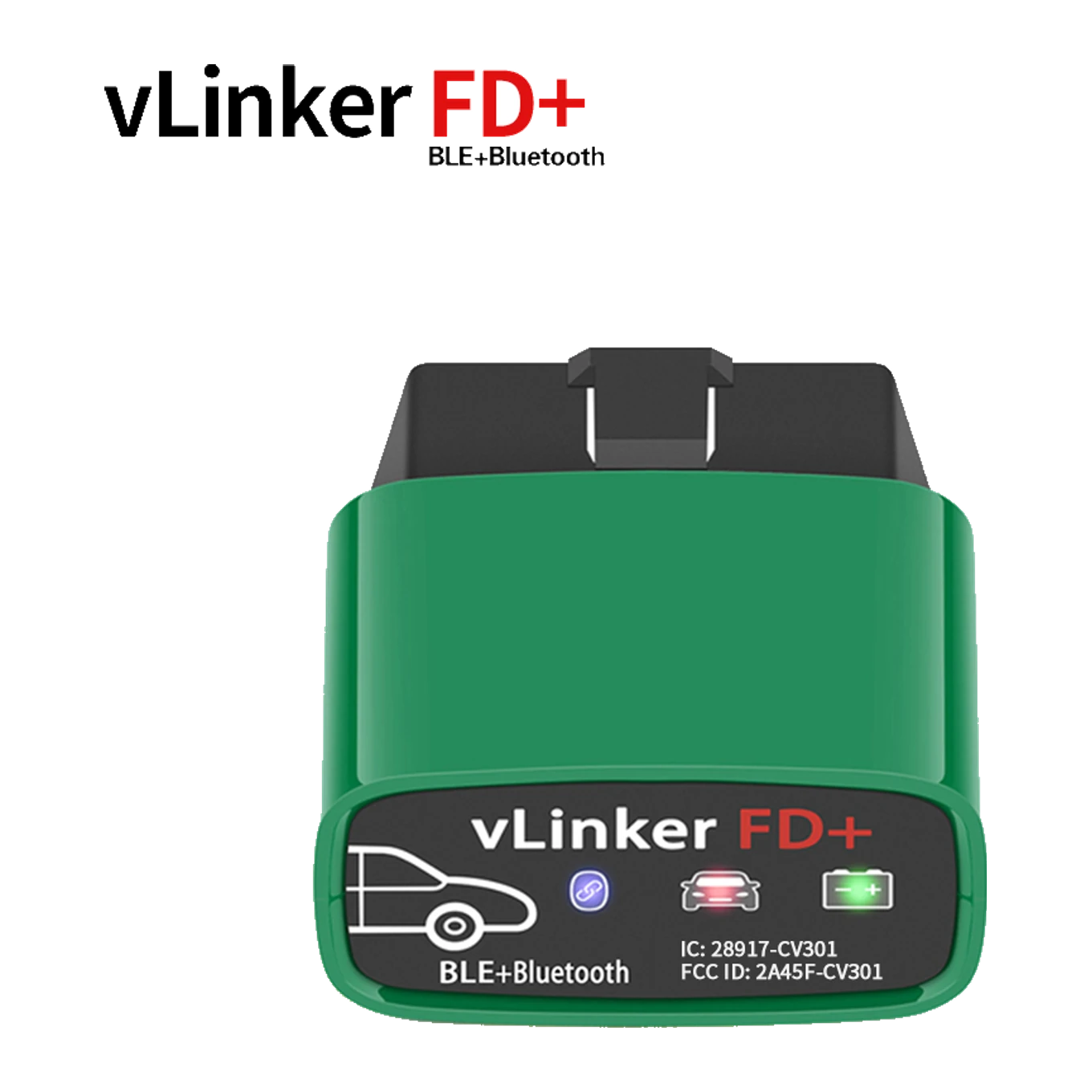 vLinker FD Plus OBD2 adaptörünün gerçek ön ve gövde görünümü