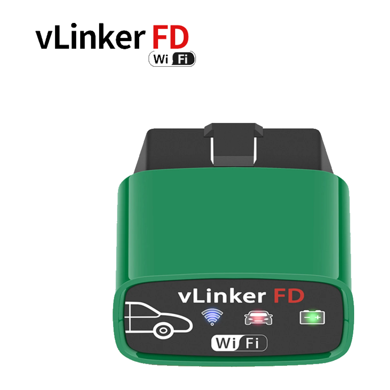 vLinker FD WiFi OBD2 adaptörünün gerçek ön ve gövde görünümü