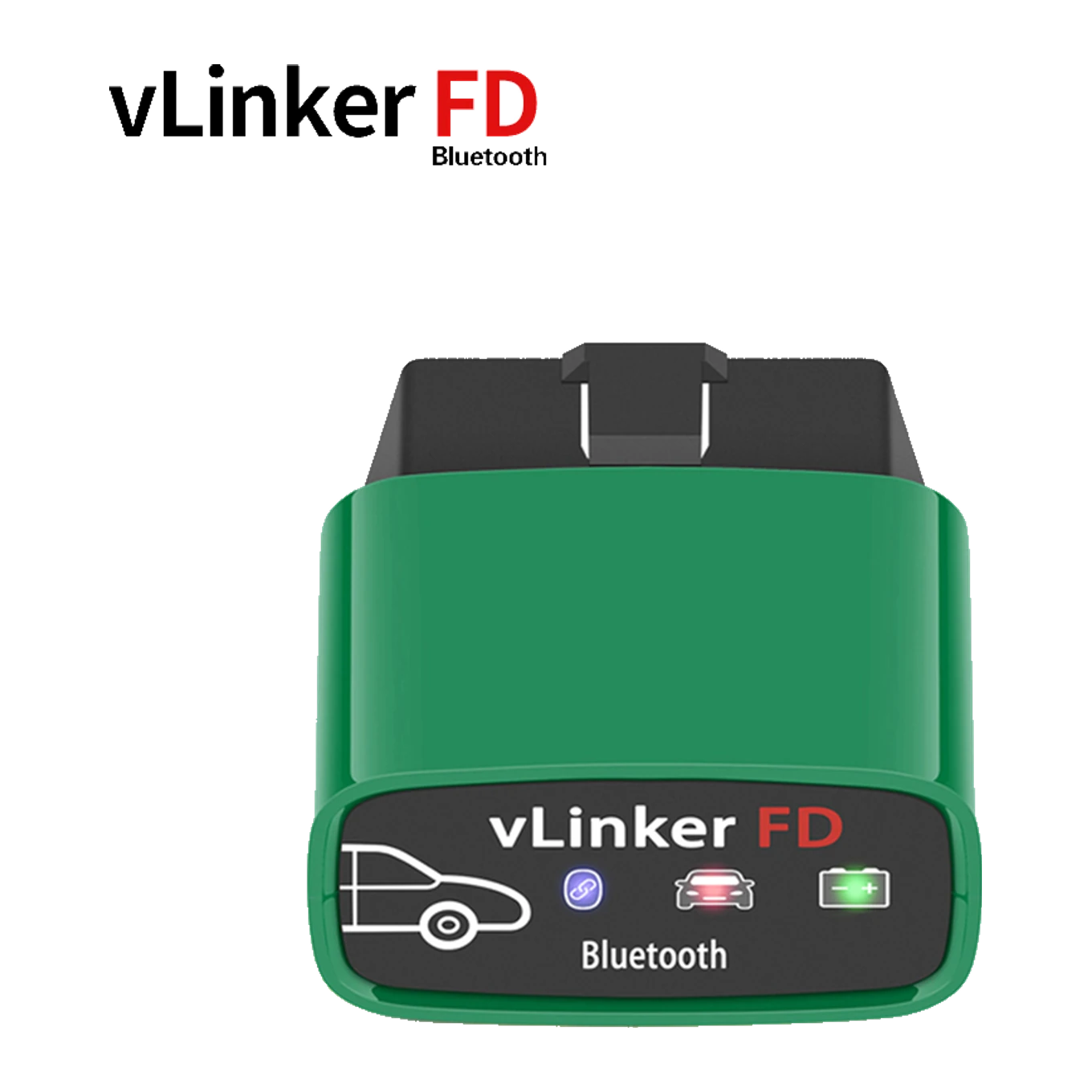 vLinker FD OBD2 adaptörünün gerçek ön ve gövde görünümü