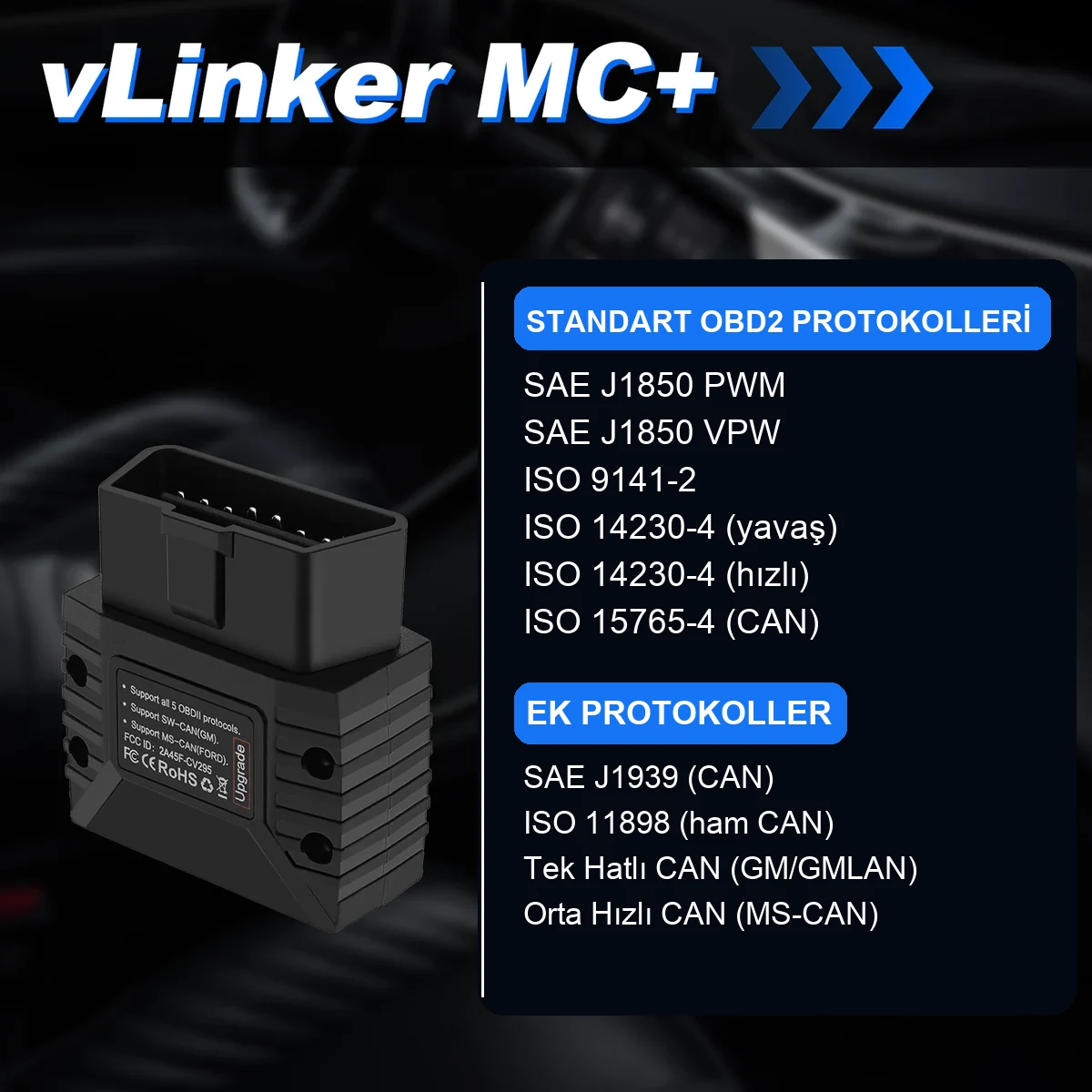 OBD2 SW-CAN and MS-CAN protocol support on the Vgate vLinker MC+ device