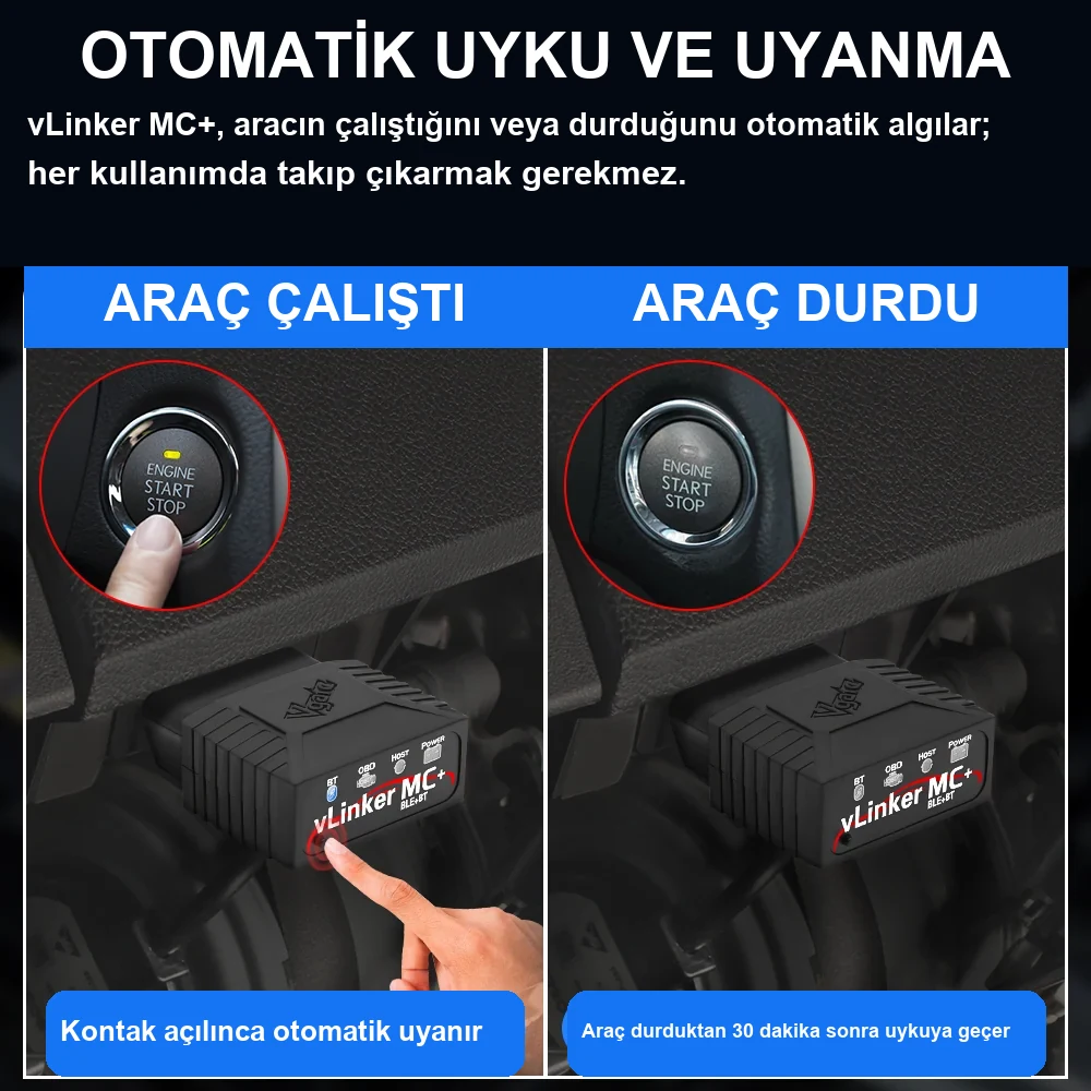 Vgate vLinker MC+ automatic sleep and wake function