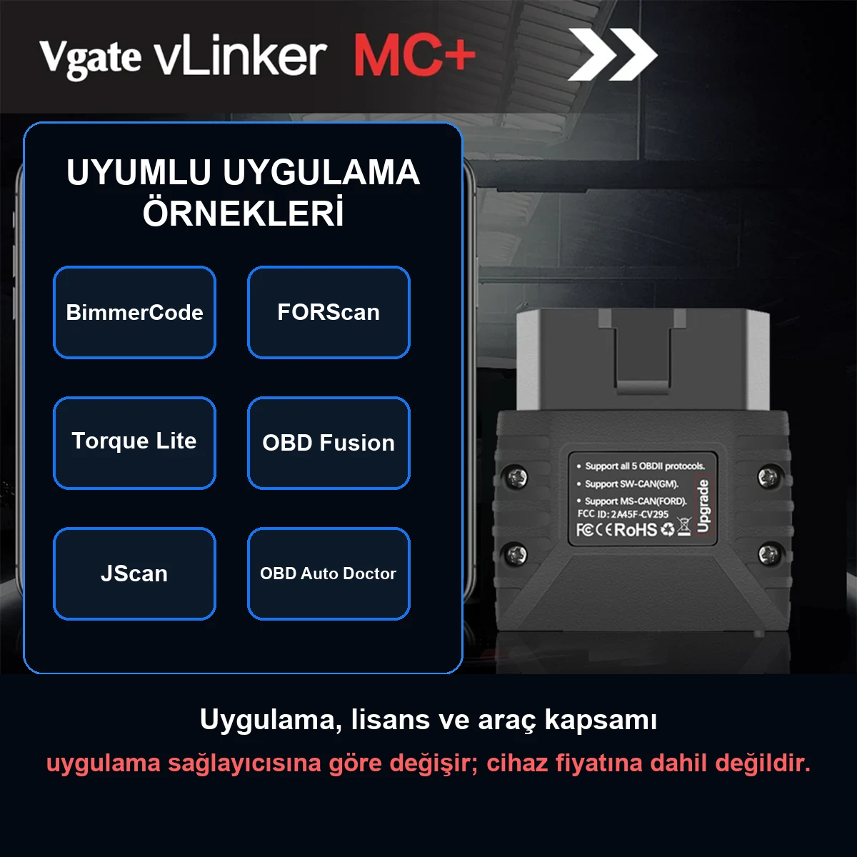 iOS, Android, and Windows OBD applications that can be used with the Vgate vLinker MC+