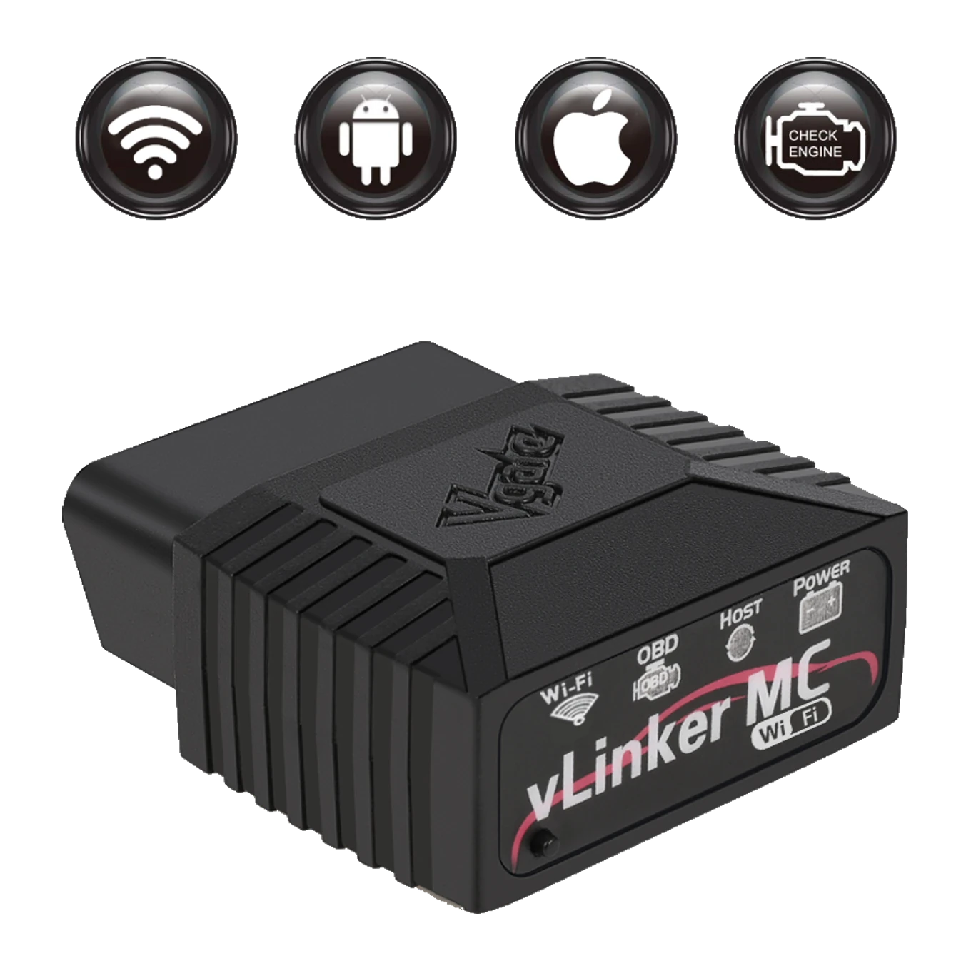 vLinker MC WiFi OBD2 adaptörünün gerçek ön ve gövde görünümü